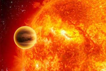 Ο πλανήτης Wasp-12b σε παλαιότερη καλλιτεχνική απεικόνιση. Στην πραγματικότητα το σχήμα του είναι πεπλατυσμένο.